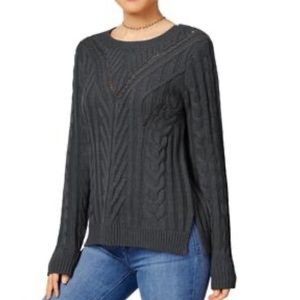 Hippie Rose Cable Sweater Size L Gray